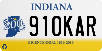 IN license plate 910KAR
