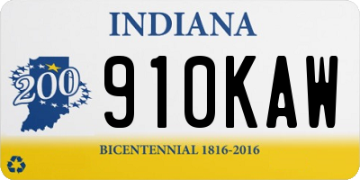 IN license plate 910KAW