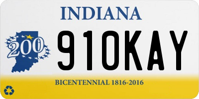 IN license plate 910KAY