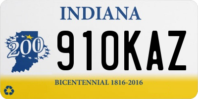 IN license plate 910KAZ