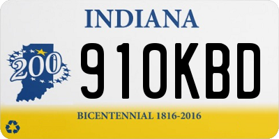 IN license plate 910KBD