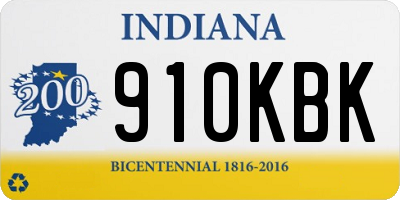 IN license plate 910KBK