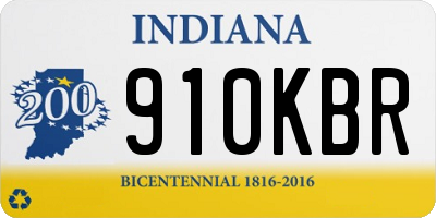 IN license plate 910KBR