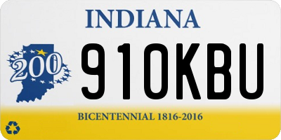 IN license plate 910KBU