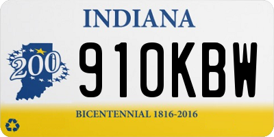 IN license plate 910KBW