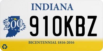 IN license plate 910KBZ