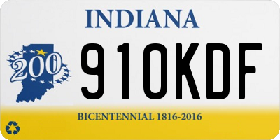 IN license plate 910KDF