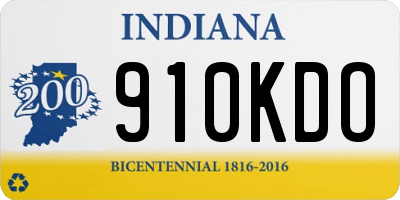 IN license plate 910KDO