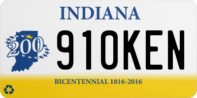 IN license plate 910KEN