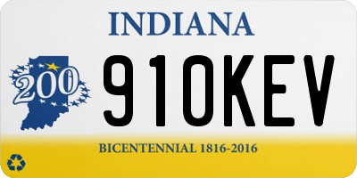 IN license plate 910KEV