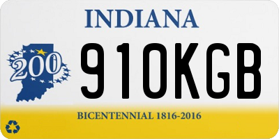IN license plate 910KGB