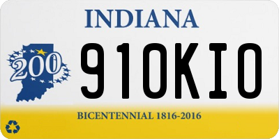 IN license plate 910KIO