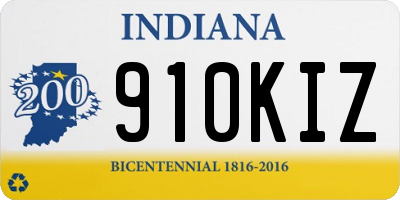 IN license plate 910KIZ