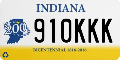 IN license plate 910KKK
