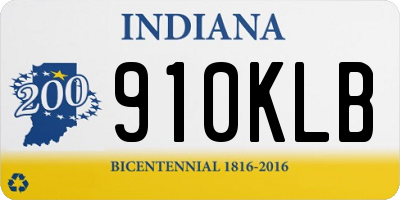 IN license plate 910KLB