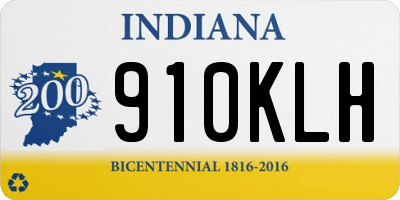 IN license plate 910KLH