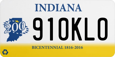 IN license plate 910KLO
