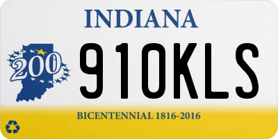 IN license plate 910KLS