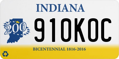 IN license plate 910KOC