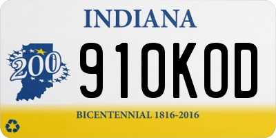 IN license plate 910KOD