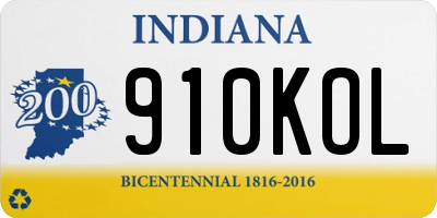 IN license plate 910KOL