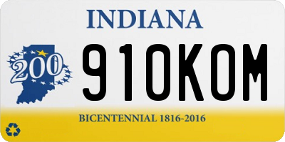 IN license plate 910KOM