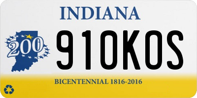 IN license plate 910KOS