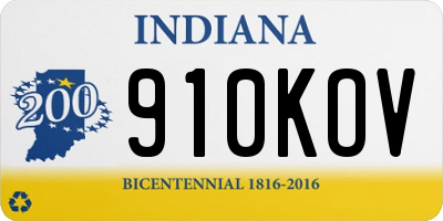 IN license plate 910KOV