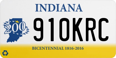 IN license plate 910KRC