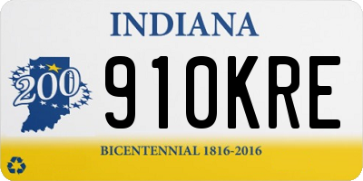 IN license plate 910KRE