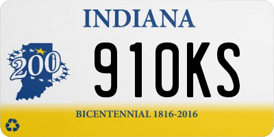 IN license plate 910KS