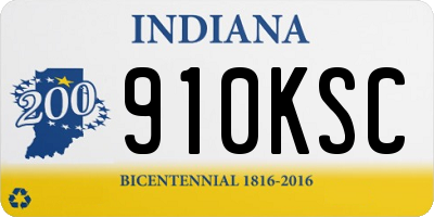 IN license plate 910KSC