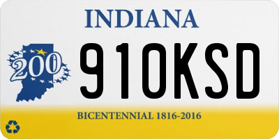 IN license plate 910KSD