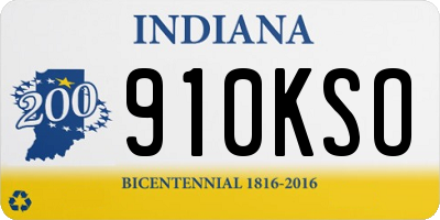 IN license plate 910KSO