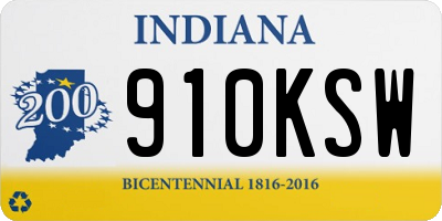 IN license plate 910KSW