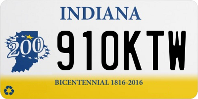 IN license plate 910KTW