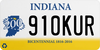 IN license plate 910KUR