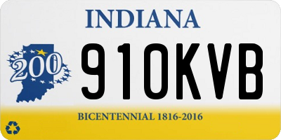 IN license plate 910KVB