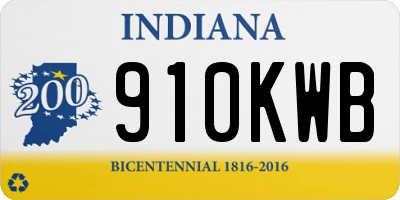 IN license plate 910KWB
