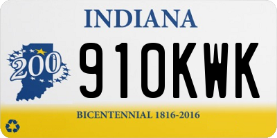 IN license plate 910KWK