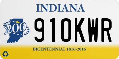 IN license plate 910KWR