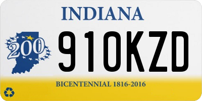 IN license plate 910KZD