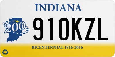 IN license plate 910KZL
