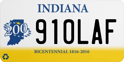 IN license plate 910LAF