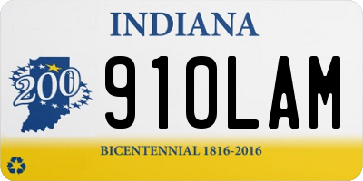 IN license plate 910LAM