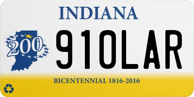 IN license plate 910LAR