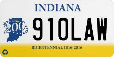 IN license plate 910LAW