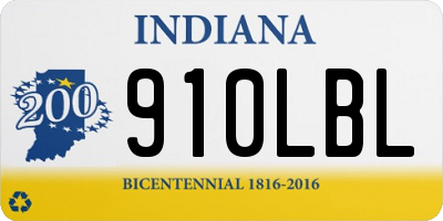 IN license plate 910LBL