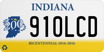 IN license plate 910LCD