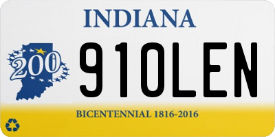 IN license plate 910LEN
